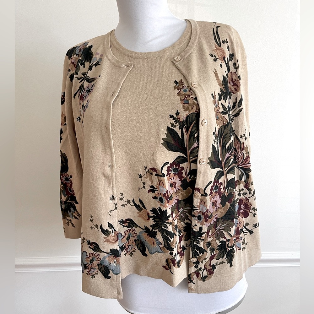 Jones New York Vintage Y2K Floral Nottingham Cardigan Set . NWT